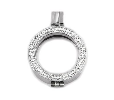 Hanger voor Muntketting Zilverkleurig smal sparkling Strass van Roestvrij Staal