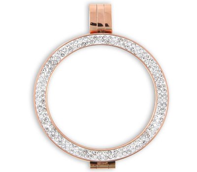 Hanger voor Muntketting Rose goudkleurig sparkling Strass van Roestvrij Staal