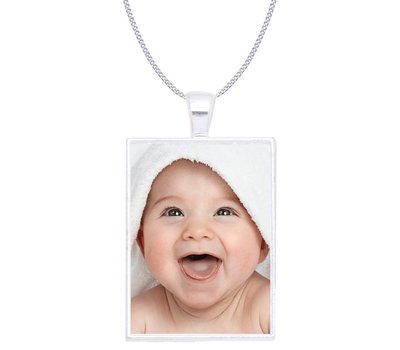 Ketting met foto Ketting met foto hanger rechthoek zilverkleurig