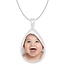 Ketting met foto hanger druppel zilverkleurig
