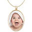 Ketting met foto hanger ovaal goudkleurig