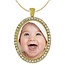 Ketting met foto hanger ovaal crystals goudkleurig