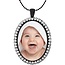 Ketting met foto hanger ovaal crystals zwart