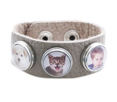 Armband met Foto Foto Armband Vrouw Beige met 3 foto's