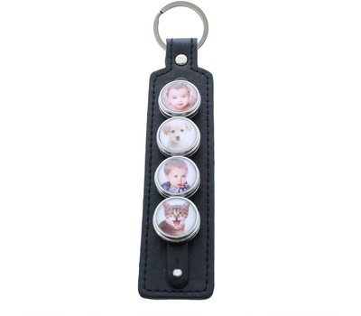 Sleutelhanger met foto Foto Sleutelhanger Leer Langwerpig Zwart