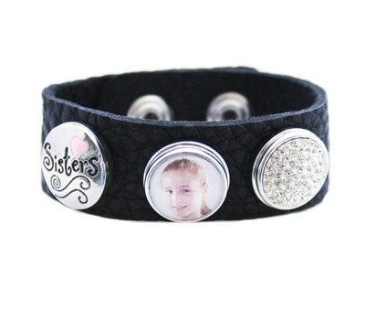 Foto Armbanden Clicks Foto armband zus zwart met 2 clicks en 1 foto