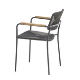 Bora stapelbare dining stoel antraciet incl. teak armleuning
