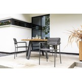 Bora stapelbare dining stoel antraciet incl. teak armleuning