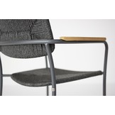Bora stapelbare dining stoel antraciet incl. teak armleuning