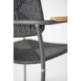 Bora stapelbare dining stoel antraciet incl. teak armleuning