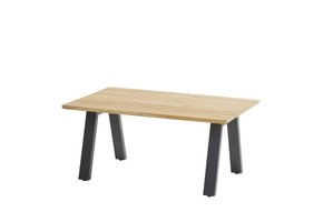 Ambassador hoge salontafel antraciet, teak tafelblad 120 x 70 x 55 cm.