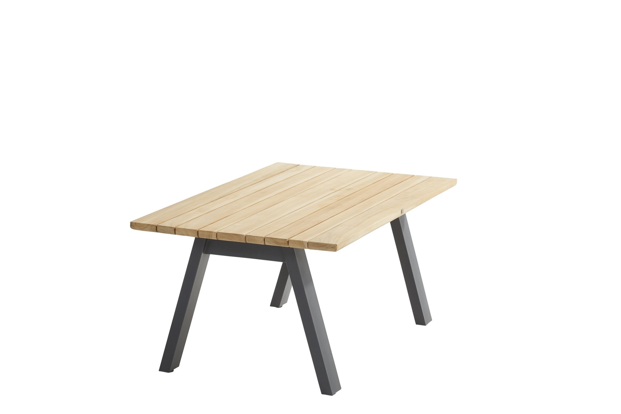 Ambassador hoge salontafel antraciet, teak tafelblad 120 x 70 x 55 cm.