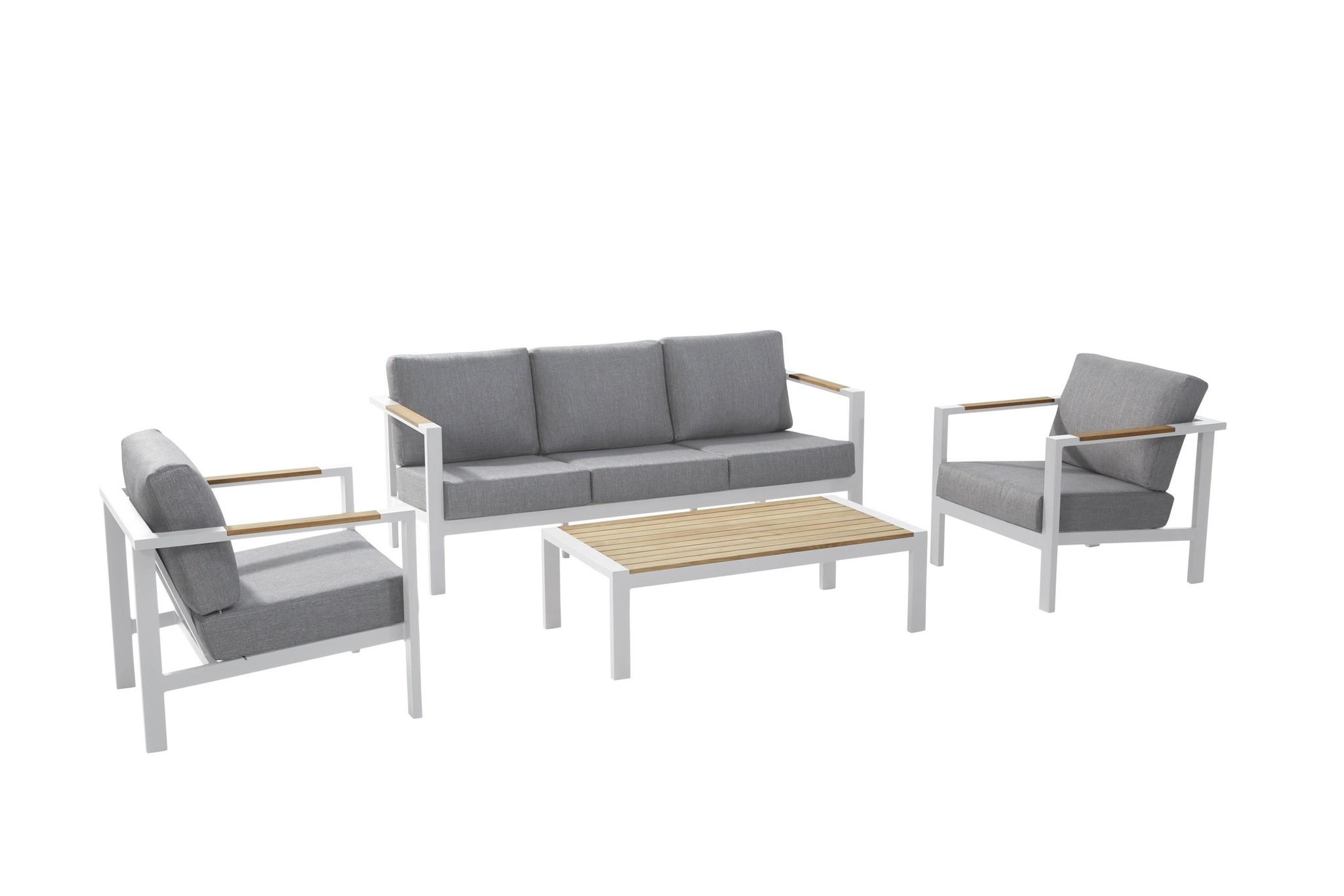 Ginger 3-zits loungebank + 2 lounge stoelen, incl. kussens