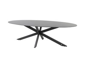 Privada ovale tafel met HPL slate antraciet 240 x 107 cm.
