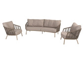 4SO Puglia loungeset latte, 3-zits loungebank + 2x lounge stoel