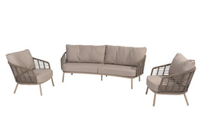 Puglia loungeset latte, 3-zits loungebank + 2x lounge stoel