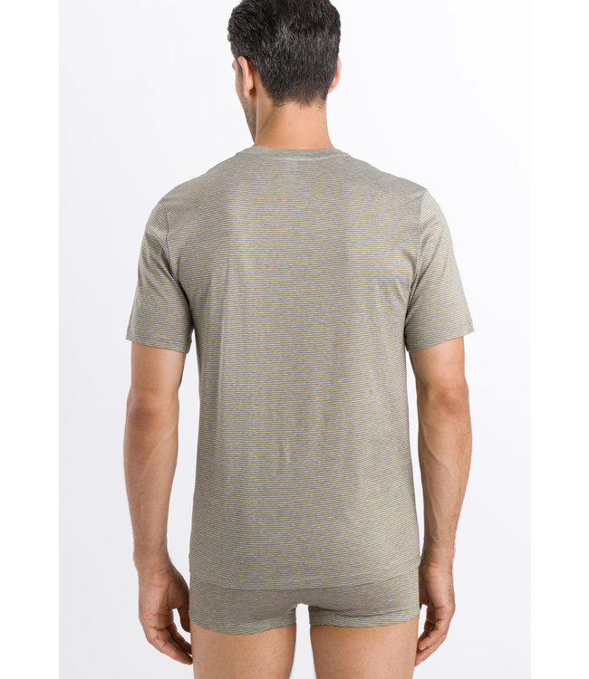 Sporty Stripe V-Neck T-Shirt Toned Green Stripe (074083)