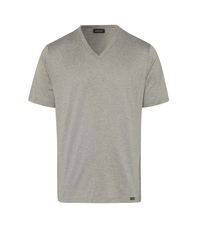 Sporty Stripe V-Neck T-Shirt Toned Green Stripe (074083)