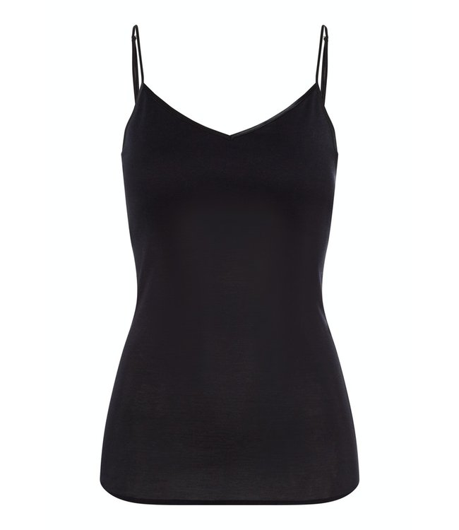 Cotton Seamless Spaghetti Top Padded Black (071605)