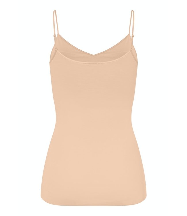 Cotton Seamless Spaghetti Top Padded Beige (071605)