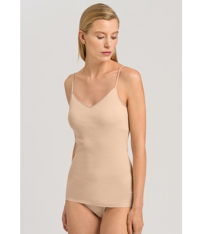 Cotton Seamless Spaghetti Top Padded Beige (070274) - HANRO, Luxurious, Underwear, Nightwear, Home Wear, Ladies, Men