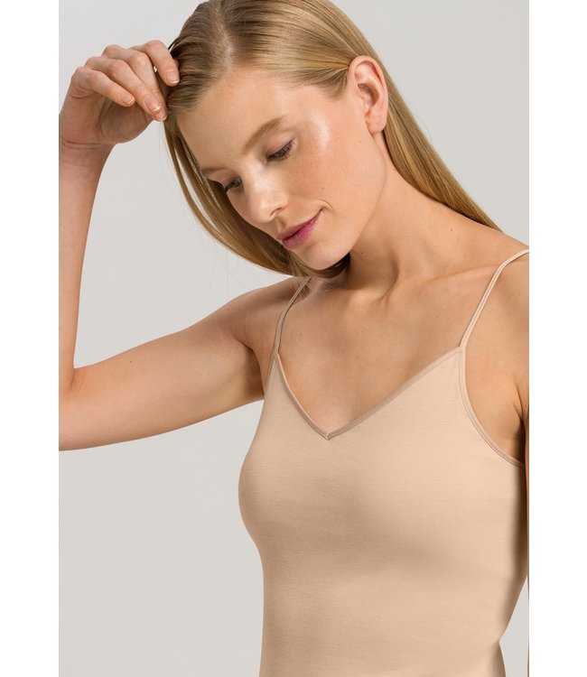 Cotton Seamless Spaghetti Top Padded Beige (071605)