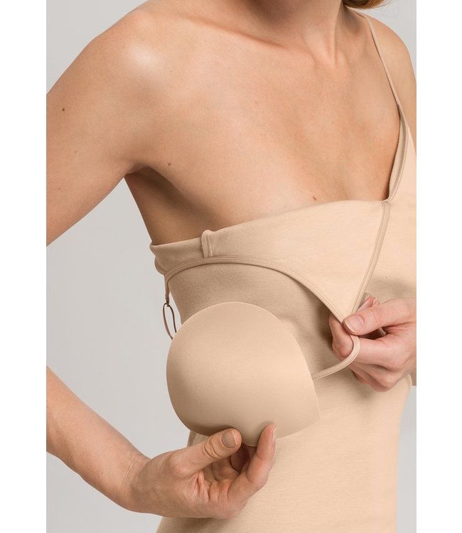 Cotton Seamless Spaghetti Top Padded Beige (071605)