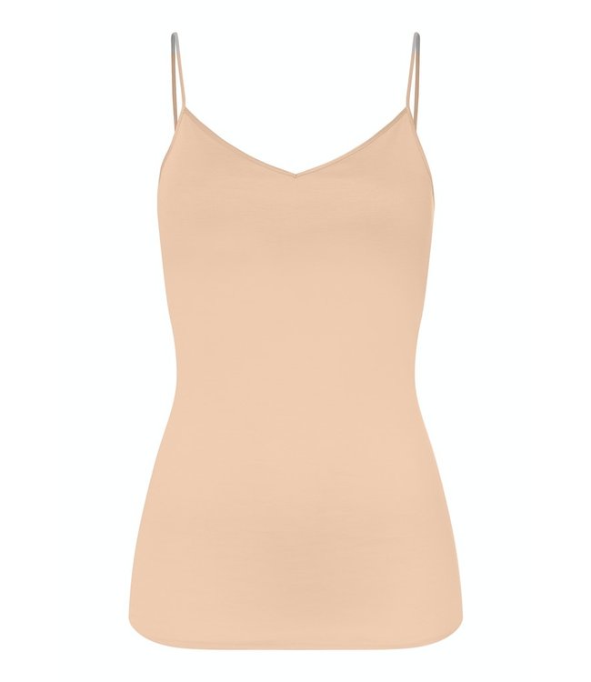 Cotton Seamless Spaghetti Top Padded Beige (071605)