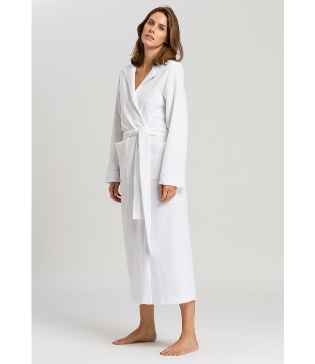 Hanro Robe Plush Hooded White (LAST ITEMS)