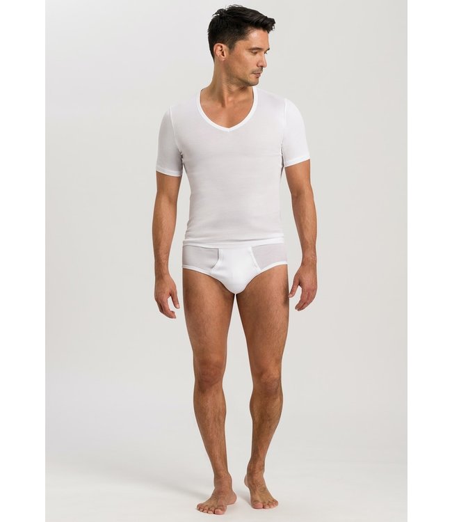 Hanro Cotton Pure V-neck Shirt White (073665)