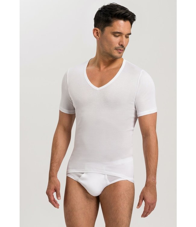 Hanro Cotton Pure V-neck Shirt White (073665)