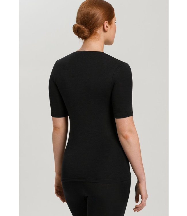 Woolen Silk T-Shirt V-Neck Black (071417)