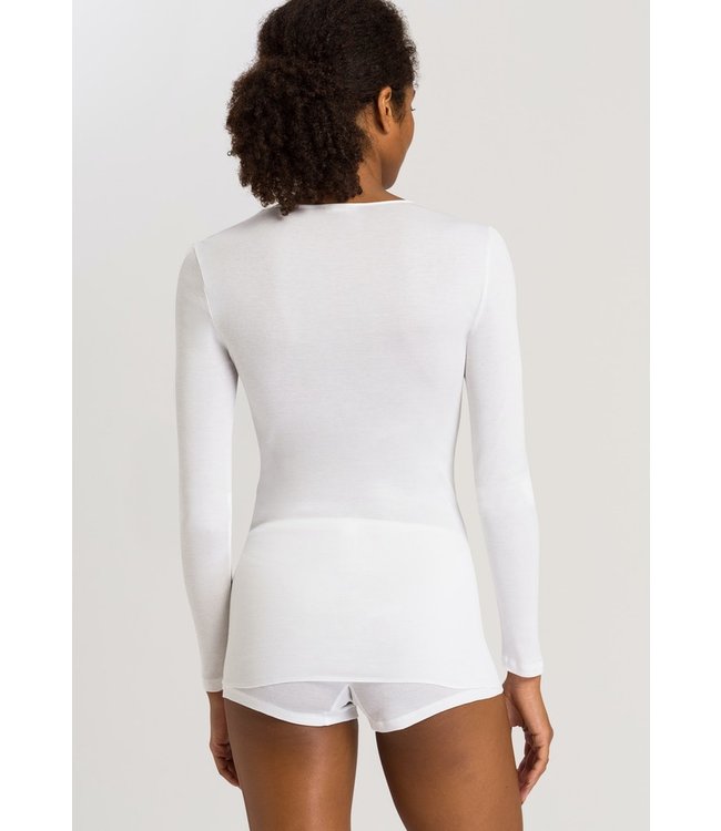 Hanro Cotton Seamless Shirt Long Sleeve White (071620)