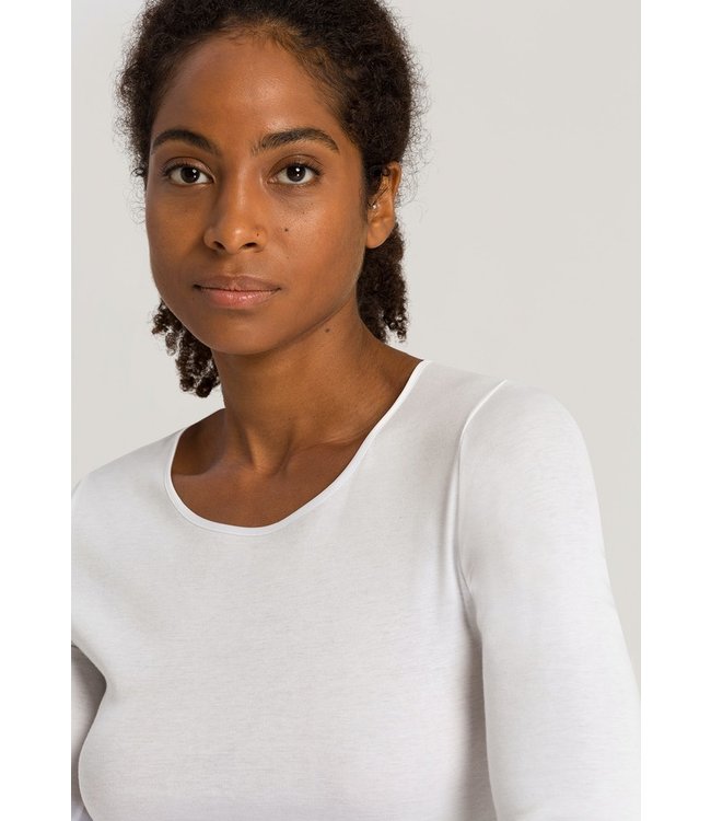 Hanro Cotton Seamless Shirt Long Sleeve White (071620)