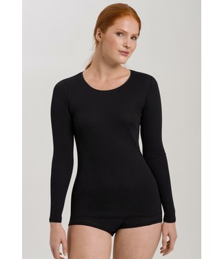Hanro Cotton Seamless Shirt Long Sleeve Black