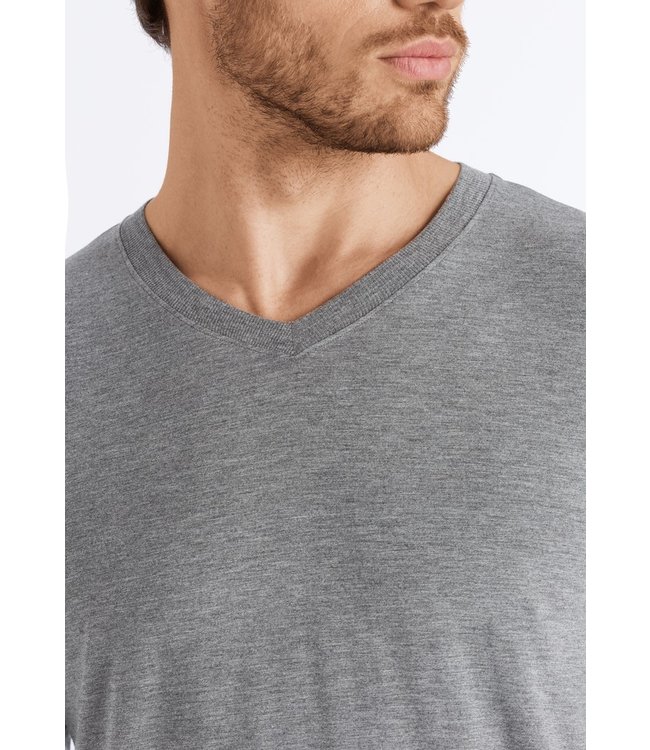 Hanro Casuals  Long Sleeve Shirt V-Neck Stone Melange (075036)
