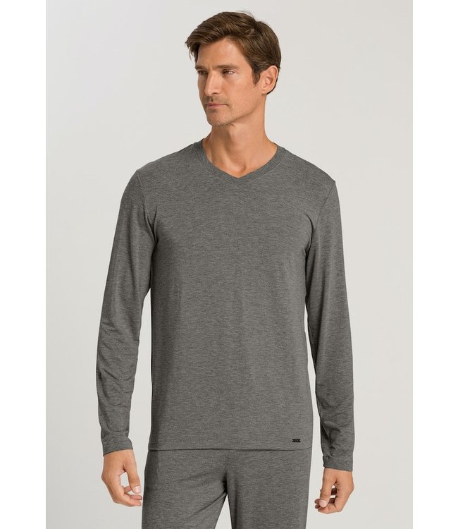 Casuals  Long Sleeve Shirt V-Neck Stone Melange (075036)