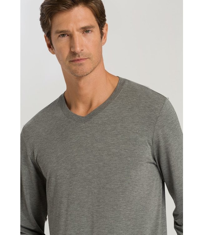 Casuals  Long Sleeve Shirt V-Neck Stone Melange (075036)