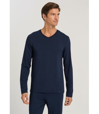 Hanro Casuals  Long Sleeve Shirt V-Neck Deep Navy
