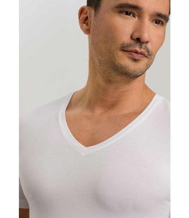 Hanro Cotton Superior Shirt V-Neck White (073089)