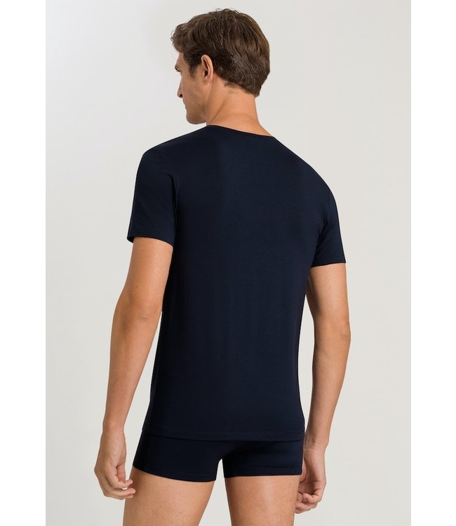 Hanro Cotton Superior Shirt V-Neck Midnight Navy (073089)