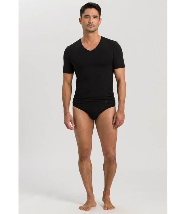 Hanro Natural Function Shirt V-Neck Black (073185)