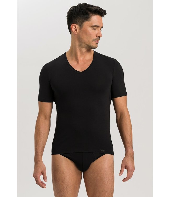 Hanro Natural Function Shirt V-Neck Black (073185)