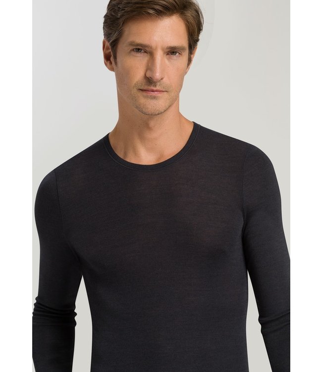 Hanro Woolen Silk Long Sleeve Anthracite (073402)