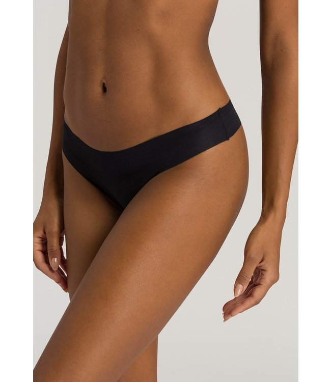 Invisible Cotton Thong Black
