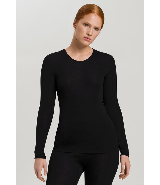 Hanro Woolen Silk Long Sleeve Black