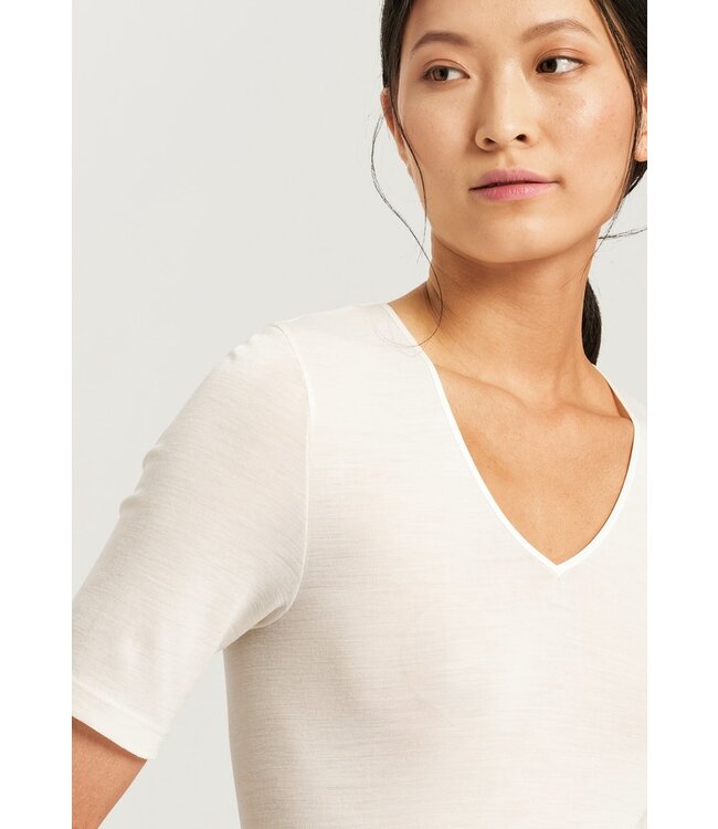 Woolen Silk T-Shirt V-Neck Cygne (071417)
