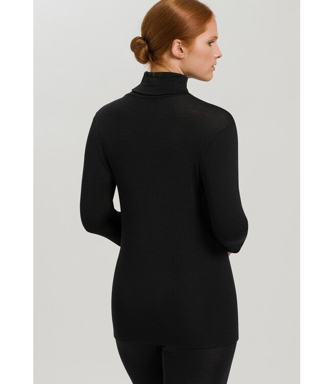 Hanro Woolen Silk Long Sleeve Turtle-Neck Black (071423)