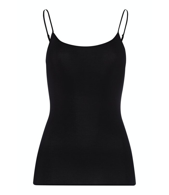 Cotton Seamless Spaghetti Top Black (071600)