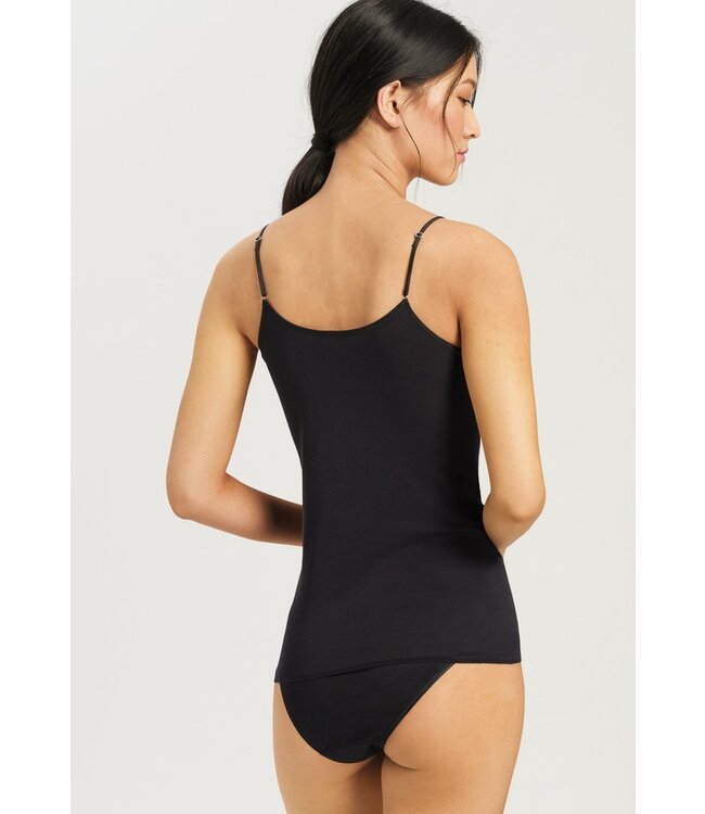 Cotton Seamless Spaghetti Top Black (071600)